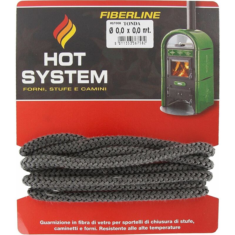 foto del prodotto guarnizione treccia per stufe a legna pellet 2.5 mt diametro 8 mm fer 343084