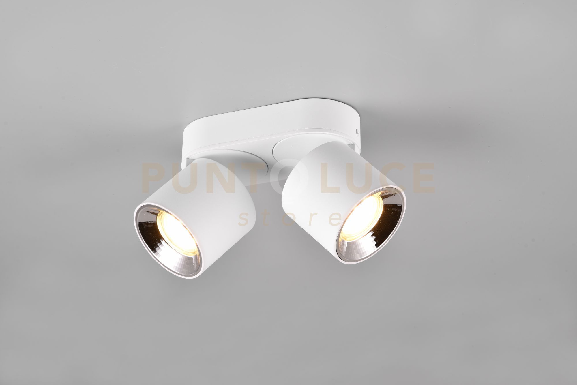 foto del prodotto guayana barra 2 spots orientabili anche da incasso metallo bianco l. 18cm attacco gu10
