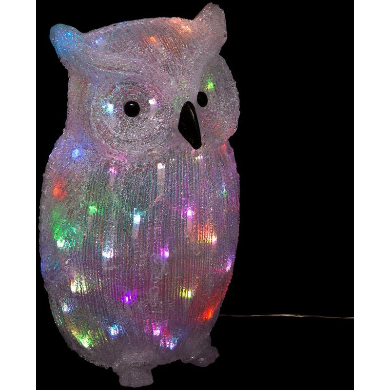 foto del prodotto gufo illuminato da esterno h47,5 cm 60 led trasformatore feeric lights christmas