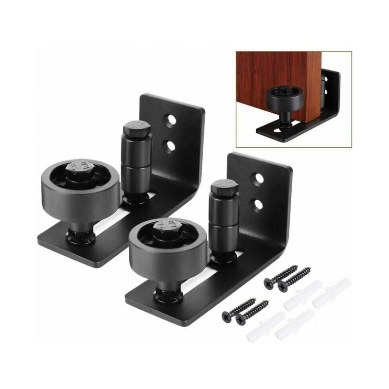 foto del prodotto guida a pavimento inferiore per porta del fienile multifunzionale da 2 pezzi guida a pavimento a rulli regolabile per porte scorrevoli