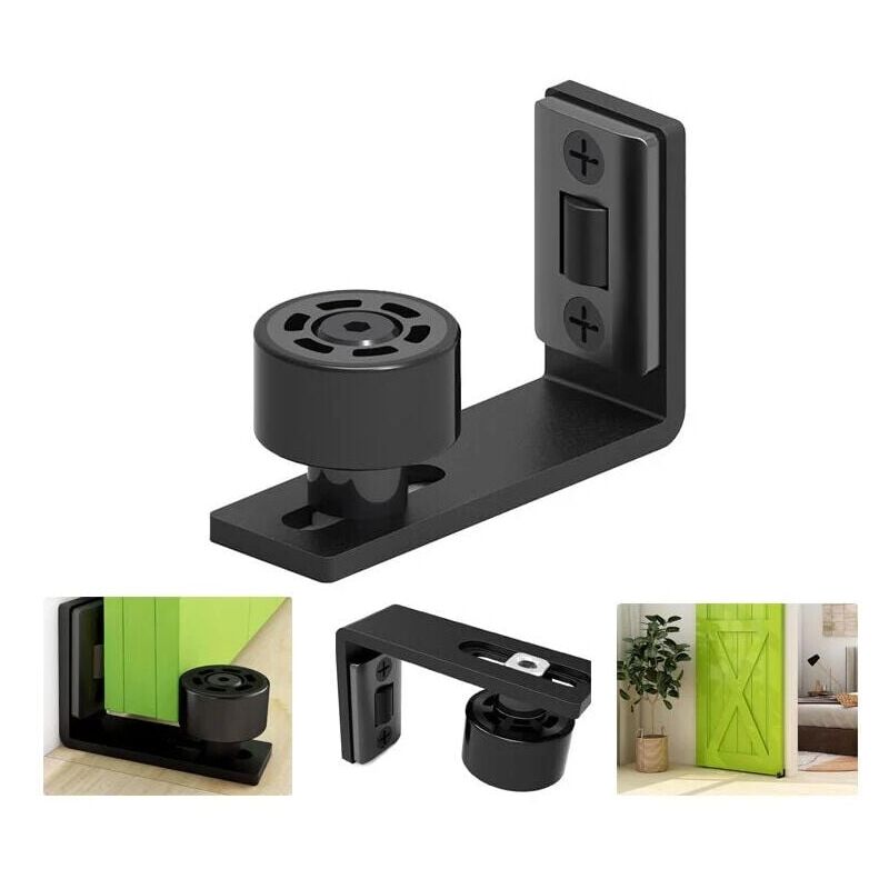 foto del prodotto guida a pavimento regolabile, guida a parete porta per porte scorrevoli in legno, nera