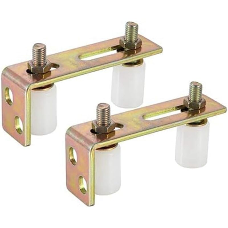 foto del prodotto guida a rulli per cancello regolabile da 2 pezzi, rullo in nylon con staffa a l, set di staffe per guida a rulli per cancello scorrevole bianco