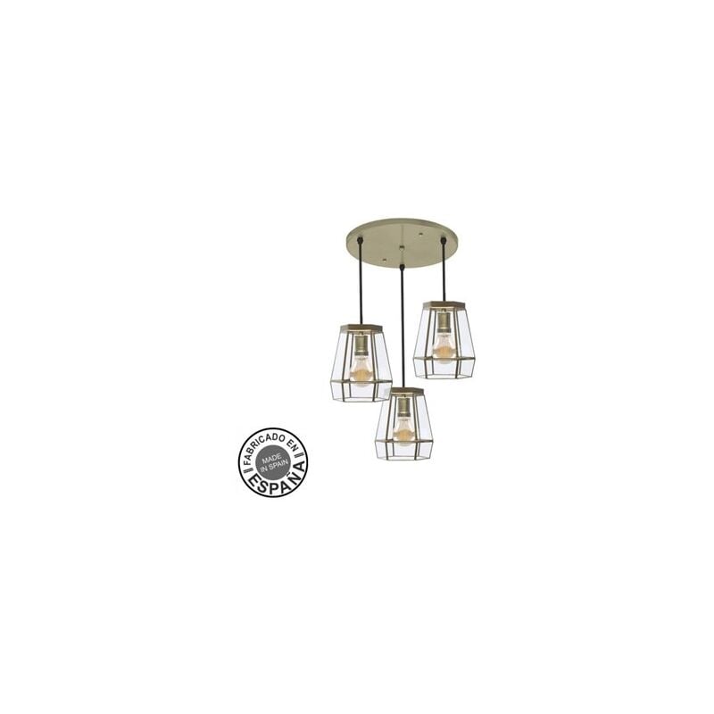foto del prodotto guida a soffitto 3xe27 pelle regx42x42 cm