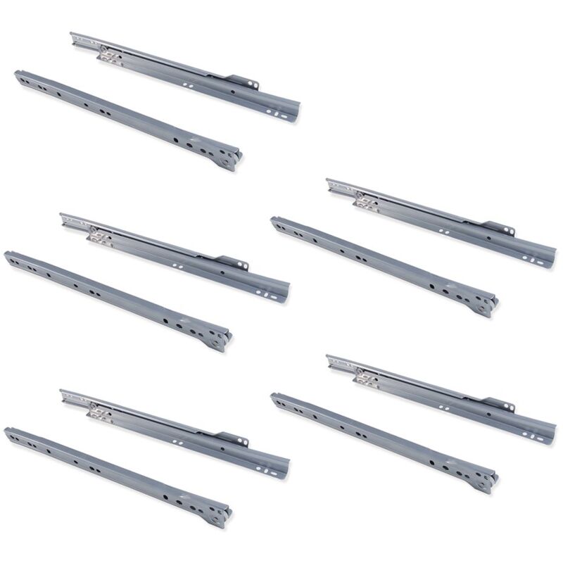 foto del prodotto guida binario con cuscinetti a rulli per cassetto, grigio metallizzato, 300 mm, set di 5 emuca