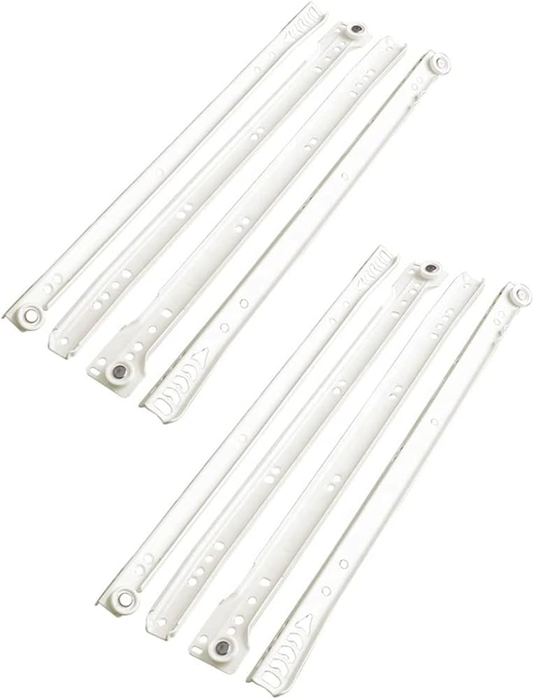 foto del prodotto guida binario con cuscinetti a rulli per cassetto, verniciato bianco, 350 mm, set di 5 emuca