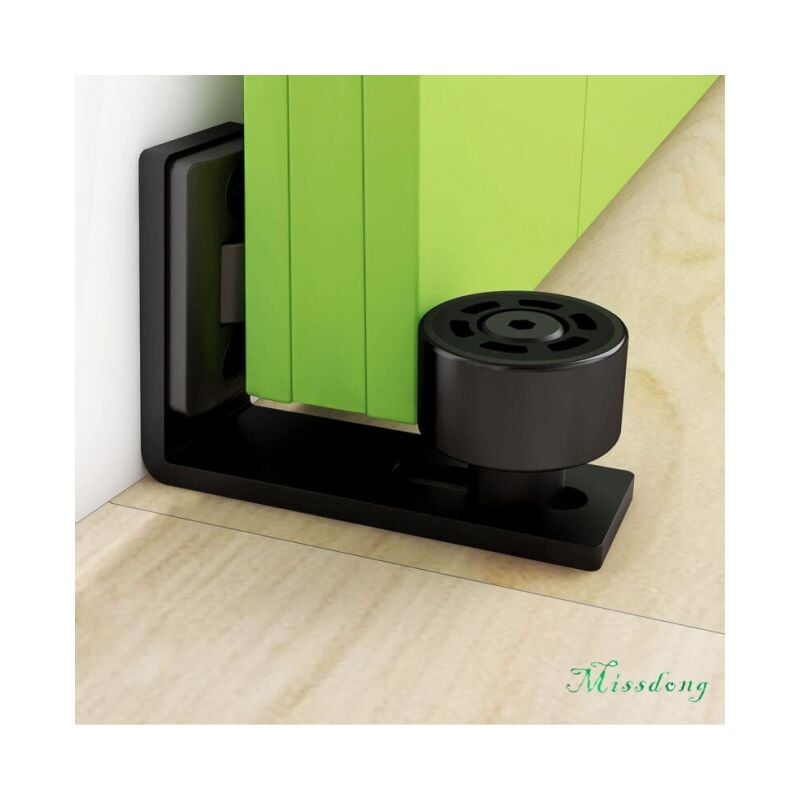 foto del prodotto guida da pavimento regolabile da 1 guida inferiore da parete per porta scorrevole in legno, nera