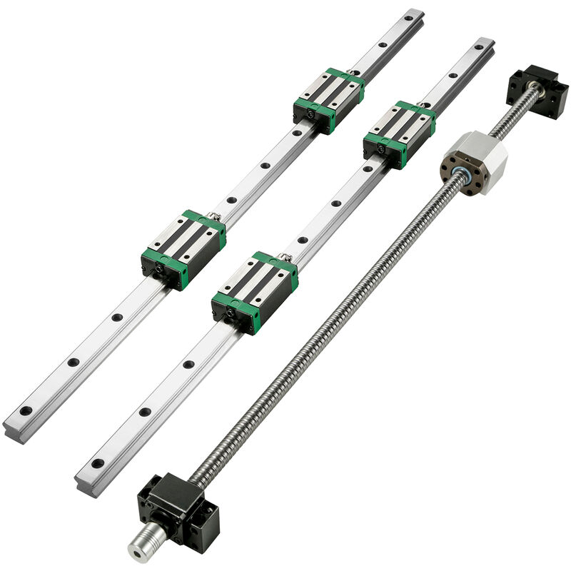 foto del prodotto guida di scorrimento lineare hgr20 1000mm per kit cnc,2 guide di scorrimento lineari con 4 blocchi cuscinetti e 1 binario filettato vevor