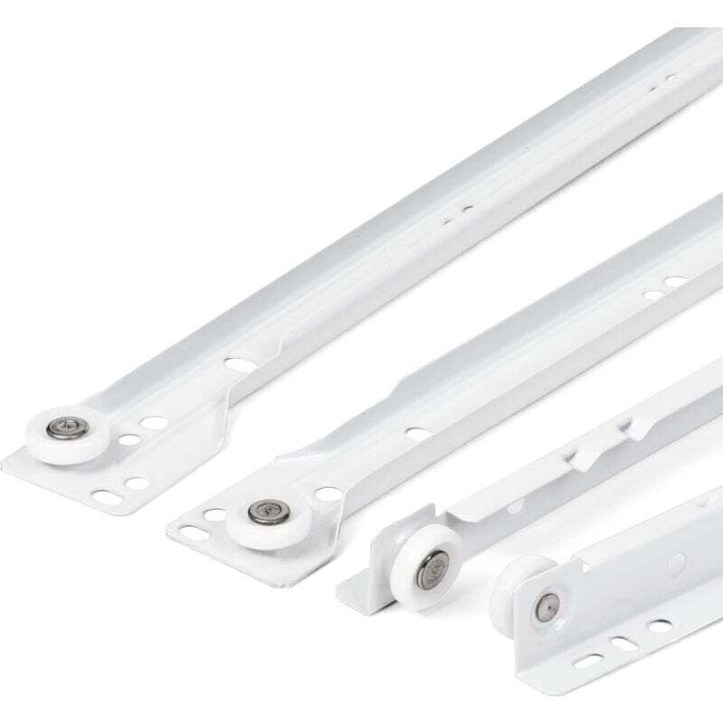 foto del prodotto guida per cassetti da 400 mm set di 2 1 paio guide per cassetti scorrevoli, in bianco, sistema di guide ad estensione parziale kit per cassetti