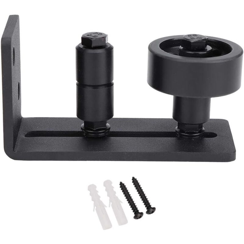 foto del prodotto guida per pavimento atyhao, guida per pavimento per porta scorrevole del fienile, guida per pavimento nera, kit binario piatto regolabile 4,72 x