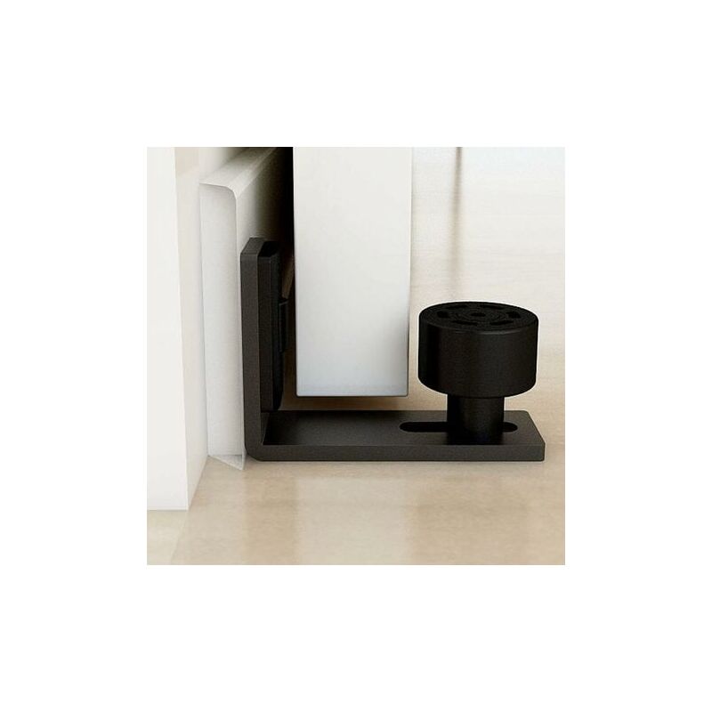 foto del prodotto guida per pavimento per porta scorrevole in stile fienile, guida per pavimento a rulli regolabile montata a parete, guida per pavimento per porta