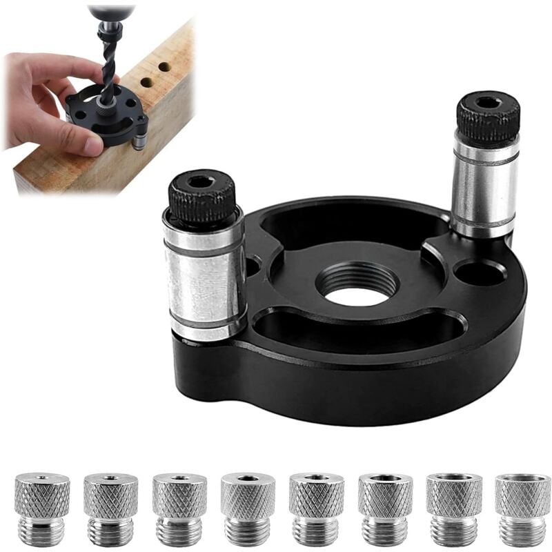 foto del prodotto guida per trapano, boccole da 3 4 5 6 7 8 9 10 mm, maschera di perforazione, localizzatore di fori per legno, strumento di carpenteria, per guida per