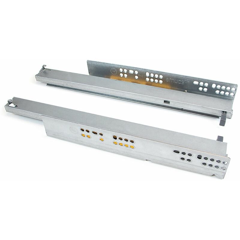 foto del prodotto guide a scomparsa silver per cassetti ad estrazione totale p400 zincato bianco acciaio emuca