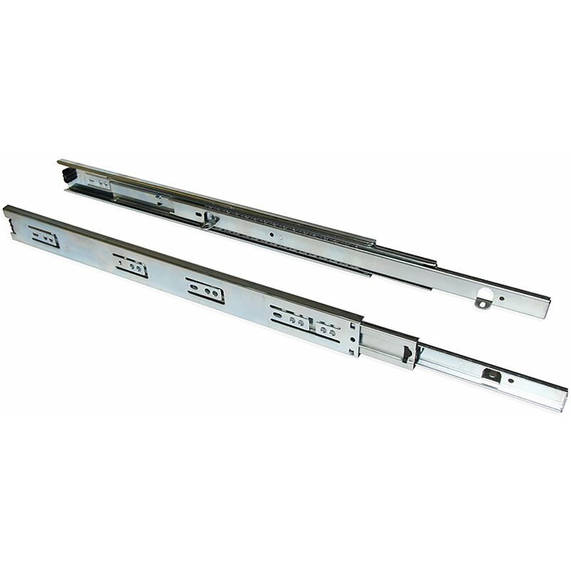 foto del prodotto guide a sfere per cassetti con estrazione totale con squadra h45 mm l350 bianco acciaio emuca