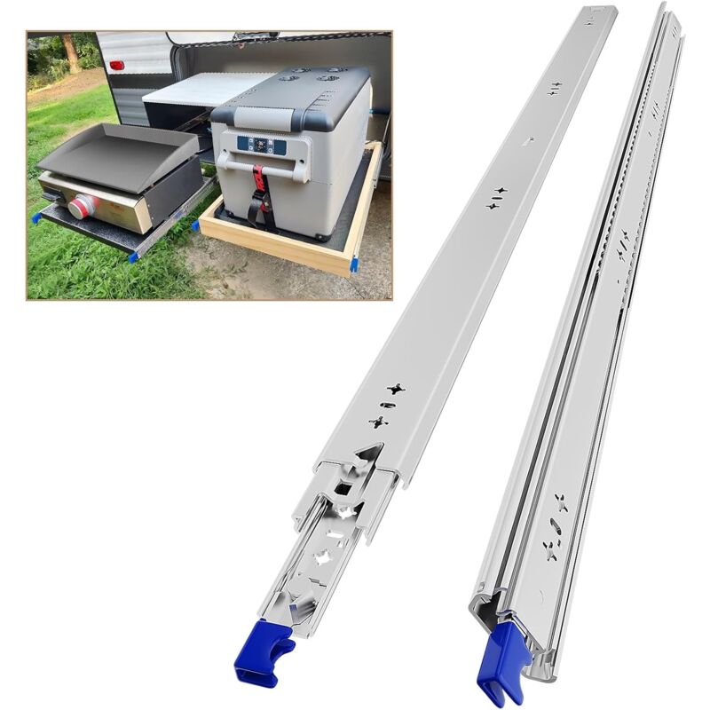 foto del prodotto guide per cassetti per impieghi gravosi, capacit di carico fino a 120 kg, con serratura, estensione 300 350 400 450 500 550 600 650 700 750 800 850