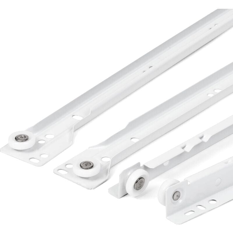 foto del prodotto guide per cassetti ulisem 400 mm set di 2 1 coppia guide per cassetti in bianco, sistema di estrazione parziale set scorrevole per cassetti