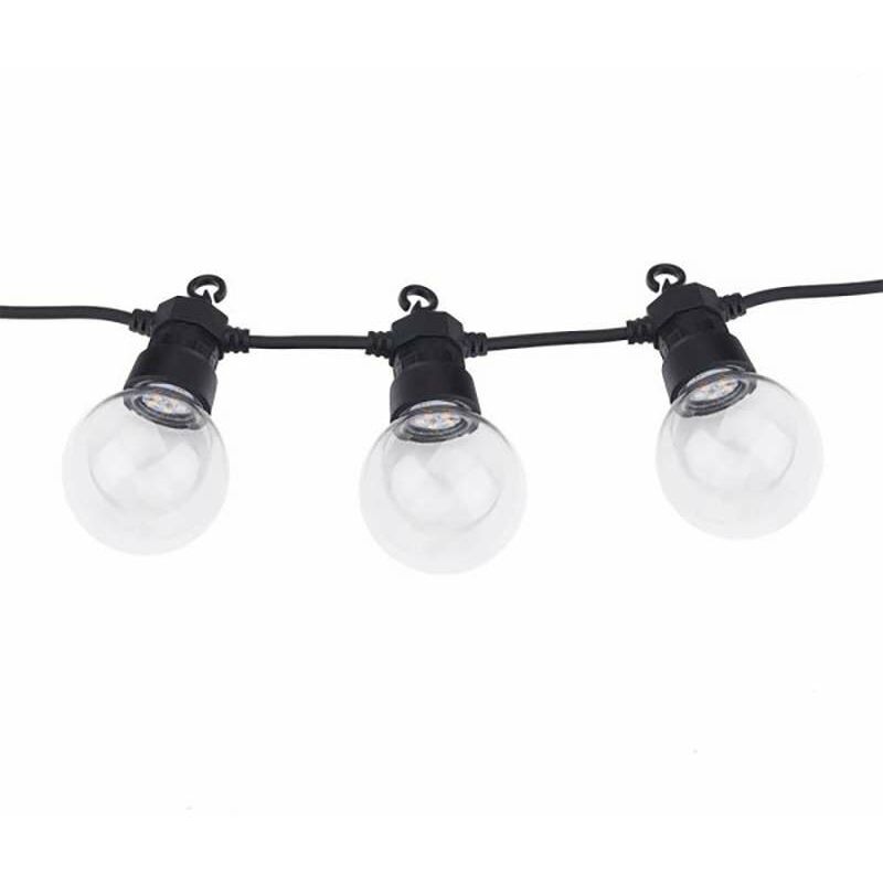 foto del prodotto guinguette 20 lampadine led 13m filo nero - bianco caldo 2700k