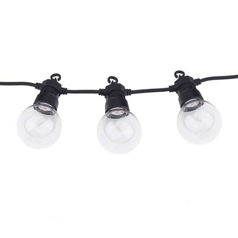 foto del prodotto guinguette garland 20 lampadine led 13m filo nero bianco diurno 6000k