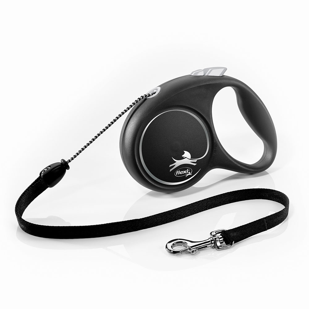 foto del prodotto guinzaglio avvolgibile a corda flexi black design, 5 m m fino a 20 kg