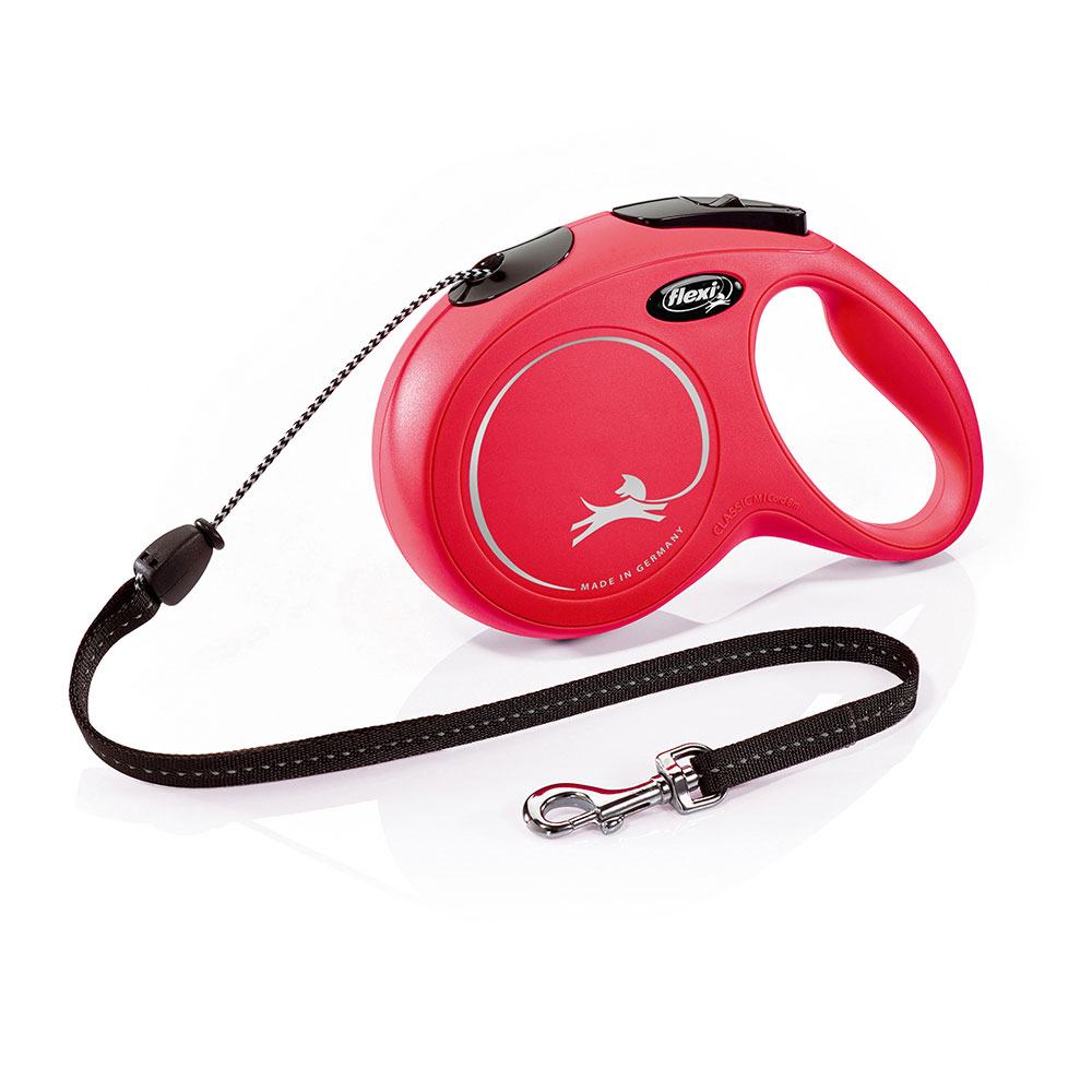 foto del prodotto guinzaglio avvolgibile a corda flexi new classic rosso, 8 m m fino a 20 kg