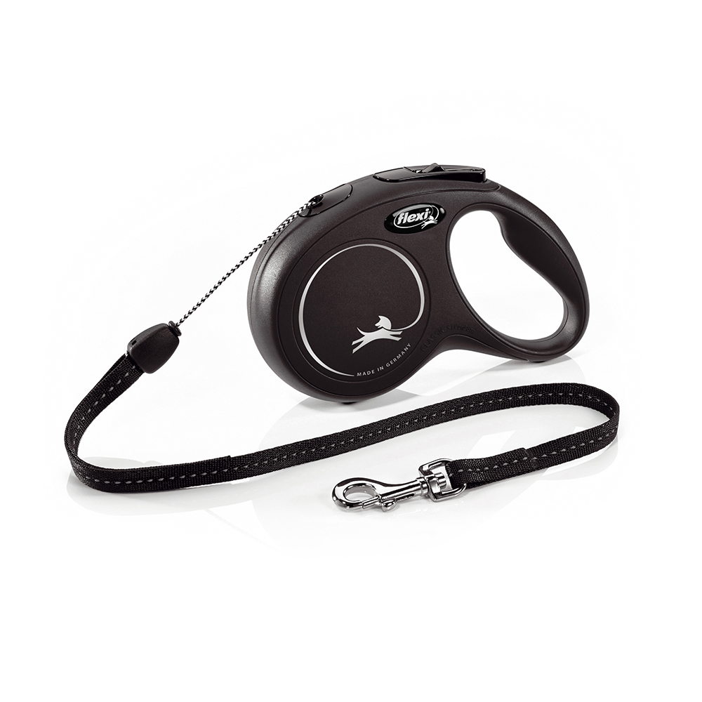foto del prodotto guinzaglio avvolgibile a corda flexi new classic s, 8 m nero