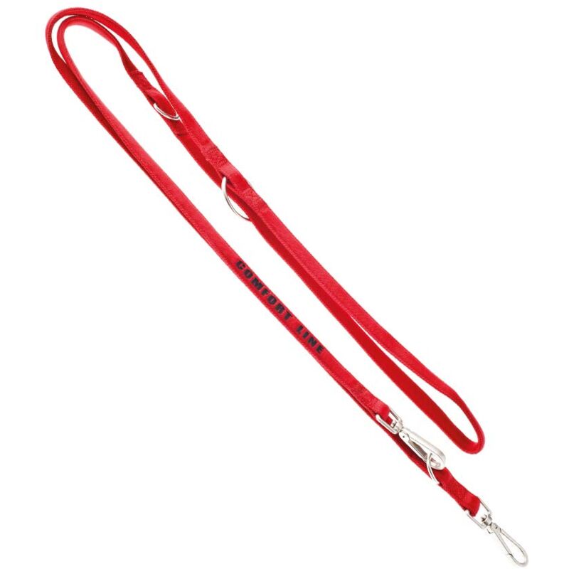 foto del prodotto guinzaglio da addestramento in nylon ultra resistente con imbottitura soffice e scritta riflettente linea comfort per cani 2 x 220 cm - rosso
