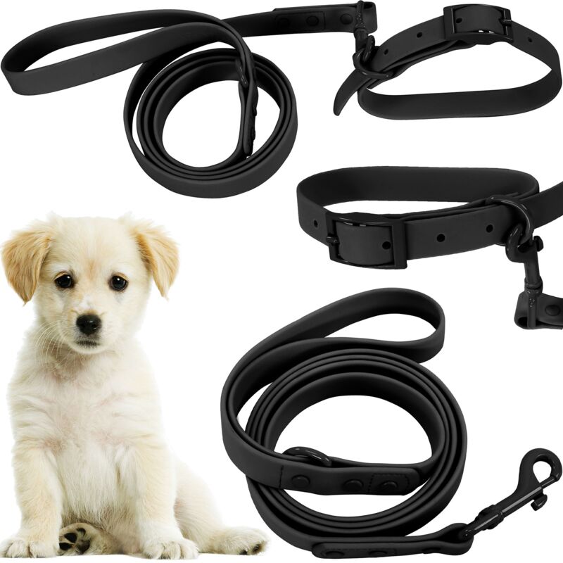 foto del prodotto guinzaglio e collare per cani pj 067 nero s
