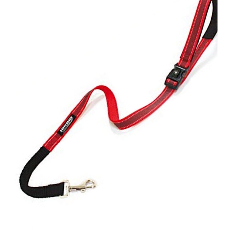 foto del prodotto guinzaglio elastico venture hiking con maniglia regolabile e imbottitura in neoprene rosso 15x1200 mm
