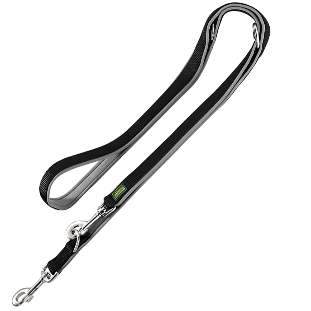 foto del prodotto guinzaglio hunter in neoprene nero grigio l 2 m x h 2 cm regolabile