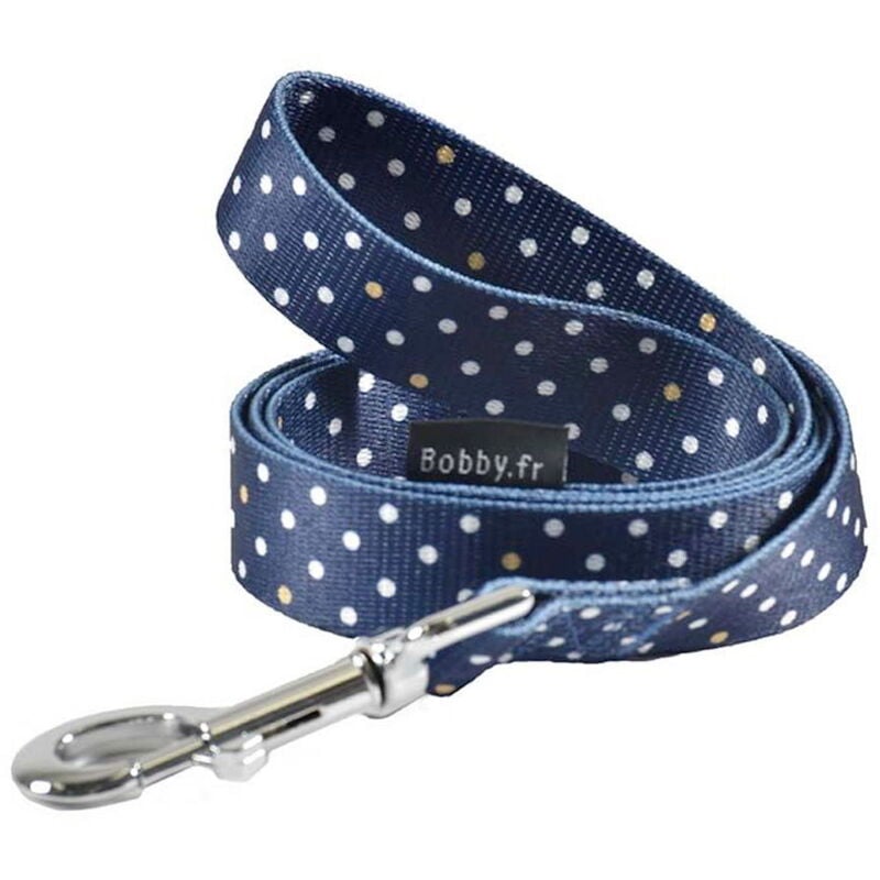 foto del prodotto guinzaglio in nylon blu decorazioni a pois bianchi modello pretty per cani guinzaglio blu 1 x 100 cm