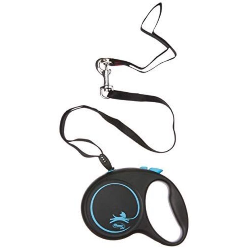 foto del prodotto guinzaglio per cani flexi black design 5 m azzurro taglia m