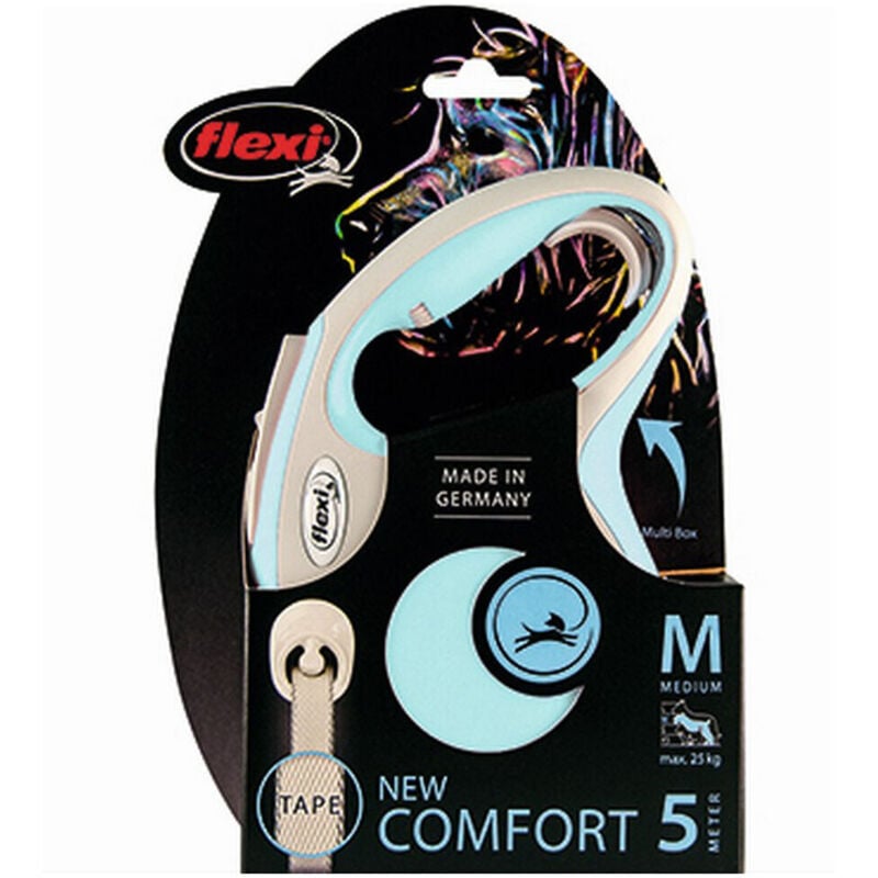 foto del prodotto guinzaglio per cani flexi new comfort taglia s azzurro chiaro