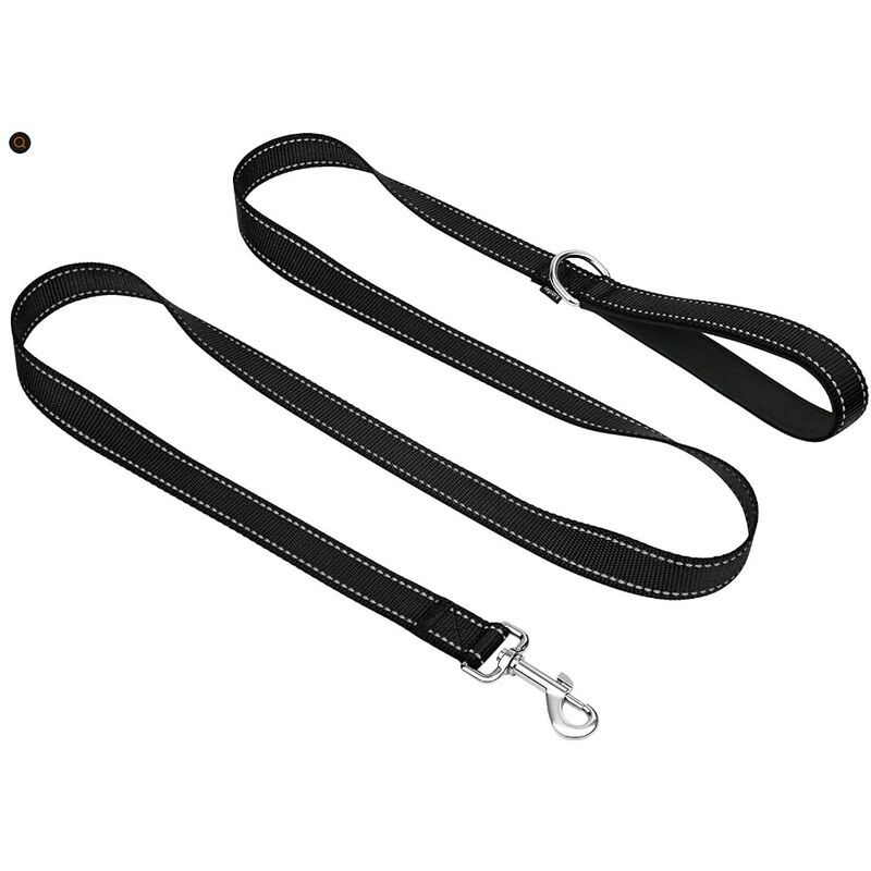 foto del prodotto guinzaglio riflettente da addestramento per cani, manico imbottito in neoprene e gancio in metallo, guinzaglio in nylon da 1,2 m x 2,0 cm per cani di