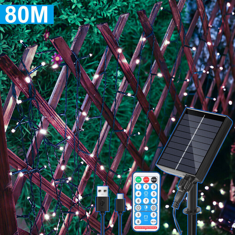 foto del prodotto guirlanda solare led ghirlanda luminosa tenda led party giardino interno esterno decorazione illuminazione natalizia 80m 800leds bianco freddo 2 x