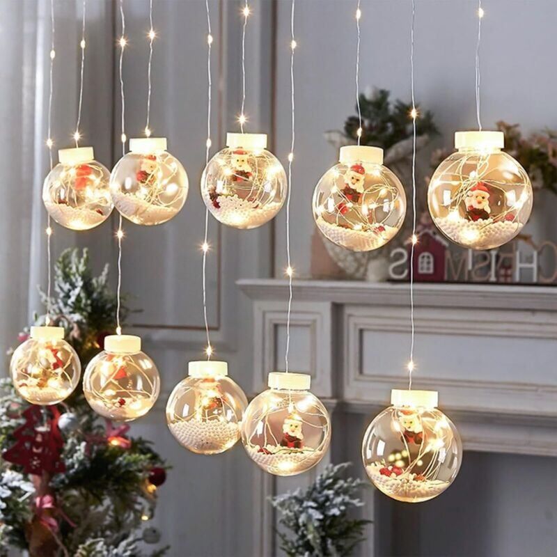 foto del prodotto guirlande lumineuse boule souhaits led de no l, 10 guirlandes lumineuses boule souhaits p re no l bonhomme de neige arbre de no l lumi res
