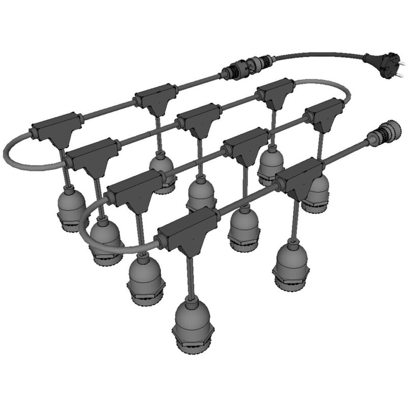 foto del prodotto guirnalda esterno decorativo casquillo e27 sospeso 5mts 10 lampadine lampadina a led e27 colori jandei