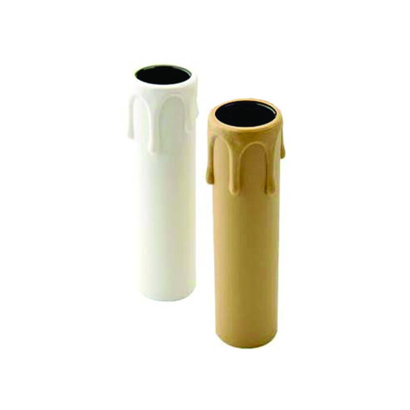 foto del prodotto guscio candela con gocce e14 con portalampada incluso mm.26x65h. colore bianco
