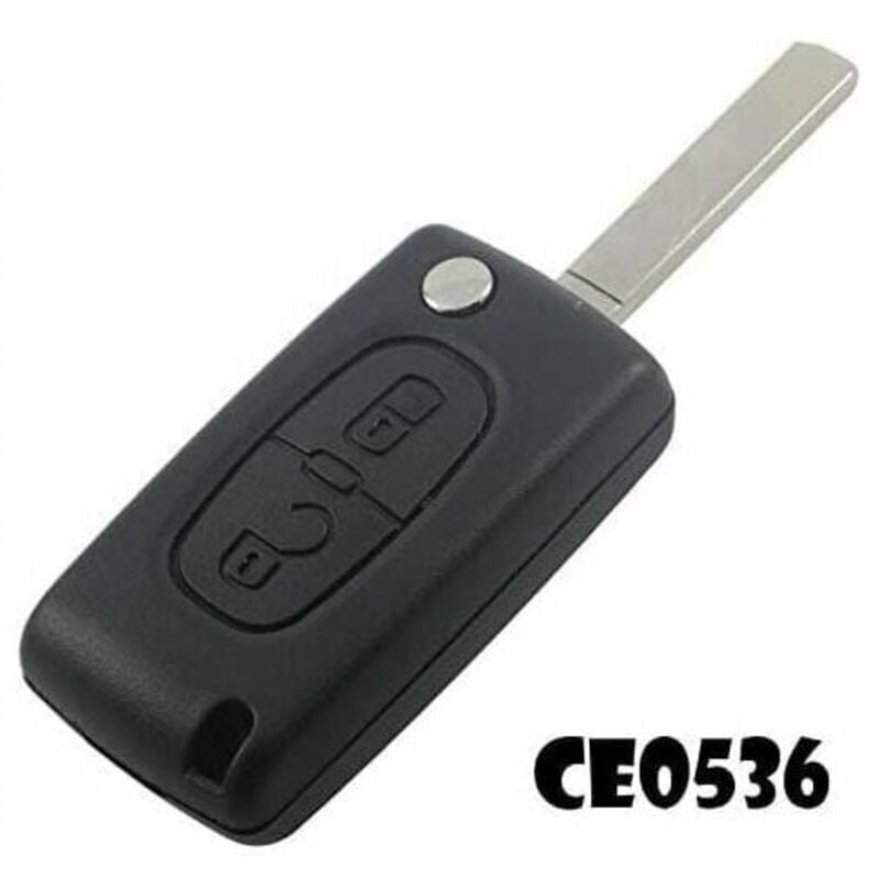 foto del prodotto guscio del telecomando a 2 pulsanti compatibile con peugeot e citro n, lama senza scanalatura, per modelli c1, c2, c3, 107, 207, 307, ecc.