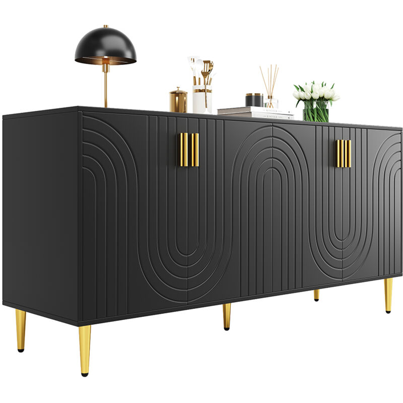 foto del prodotto gutent credenza 152 x 40 x 75 cm , design unico a forma di onda, maniglie e piedi in oro nero