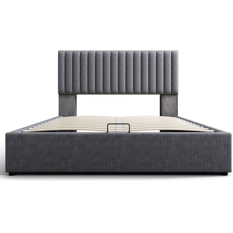 foto del prodotto gutent - letto imbottito 160x200cm grigio contenitore letto matrimoniale led app control letto con funzione di ricarica usb tipo c, testata