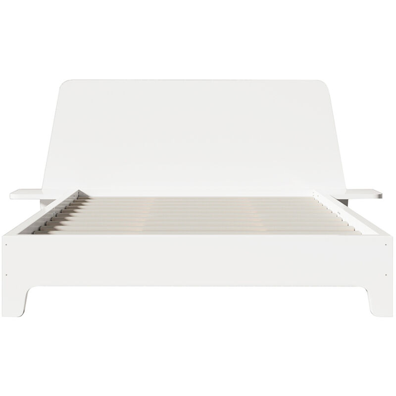 foto del prodotto gutent letto matrimoniale in legno massiccio 160x200cm con testiera e rete a doghe, bianco