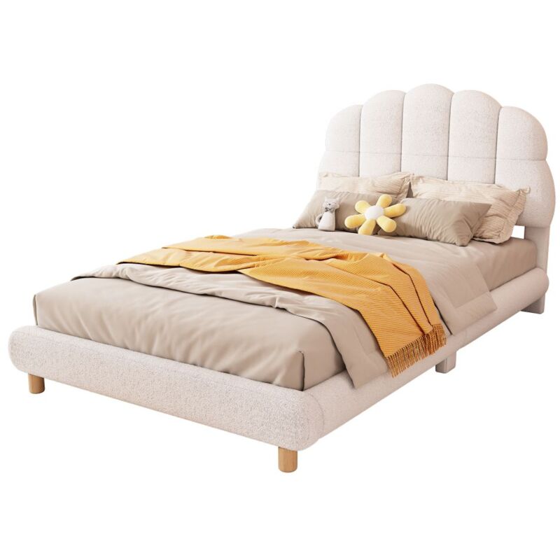 foto del prodotto gutent letto piano 90 x 200 cm, culla, peluche, bella testata, senza materasso bianco