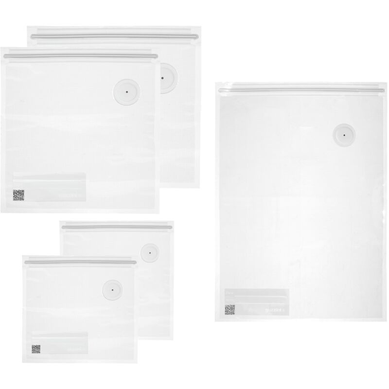 foto del prodotto guzzini save it set 5 sacchetti per sottovuoto riutilizzabili, 2 misura m 21x22, 2 misura l 30x34, 1 misura xl 45x32 trasparente 12340252