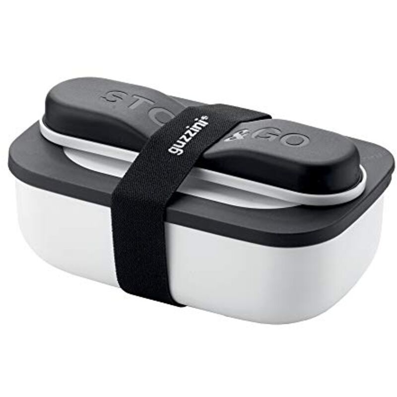 foto del prodotto guzzini - store on the go store go set lunch box con posate da viaggio, 20 x 12 x h7 cm, 900ml-bianco, polipropilene, thermo poli rock, stainless