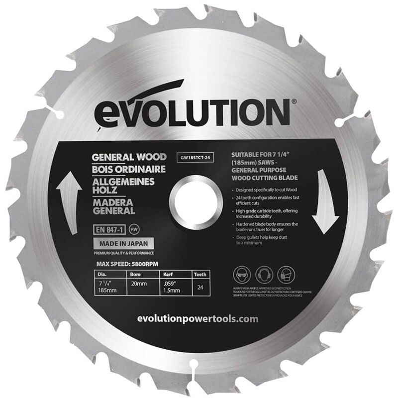 foto del prodotto gw185tct 24 lama per sega, 185 mm evolution power tools
