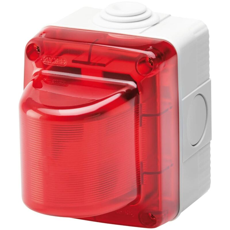 foto del prodotto gw27415dy spia di segnalazione, 15w, 230v, diffusore rosso, ip55, grigio ral 7035 gewiss