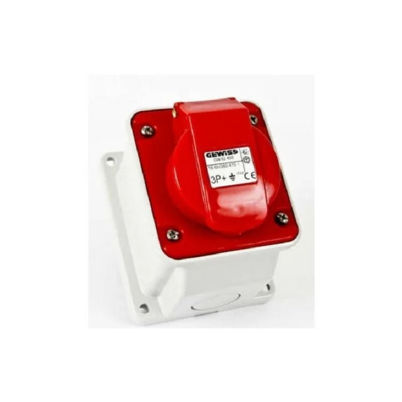 foto del prodotto gw62419 socle de prise 3p t en saillie 10 32a 400v ip44 rouge gewiss