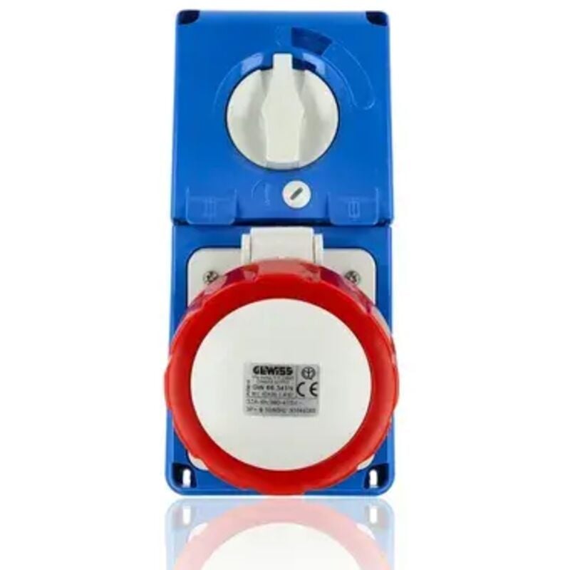 foto del prodotto gw66341n presa fissa interbloccata verticalesenza fondo con base portafusibili 3p t 32a 380 415v 50 60hz 6h ip67 gewiss
