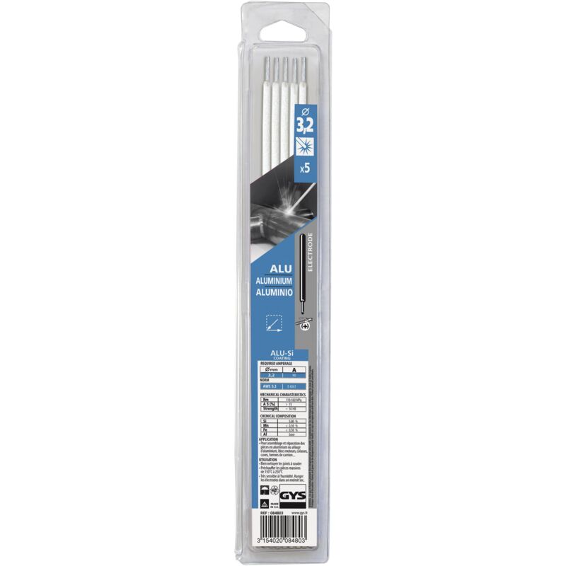 foto del prodotto gys 5 elettrodi alluminio, diametro 3.2 mm 084803
