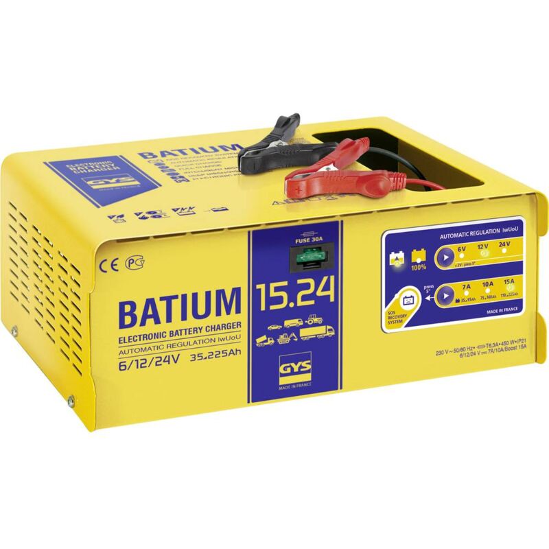 foto del prodotto gys batium 15.24 024526 caricatore automatico 6 v, 12 v, 24 v 22 a 22 a