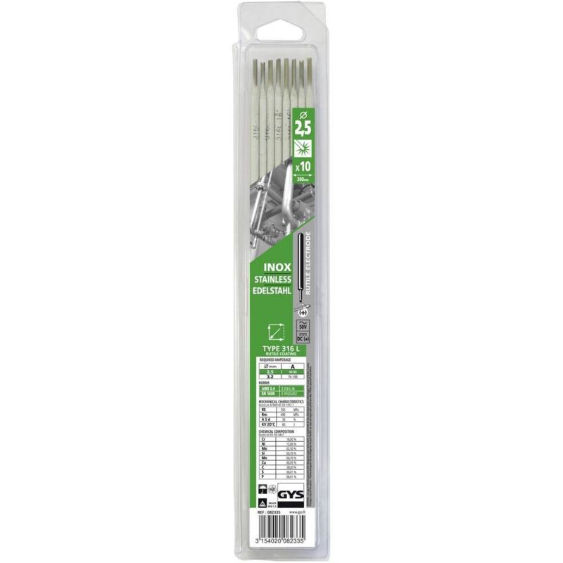 foto del prodotto gys edelstahl elettrodi per saldatura 10 pz. x l 2.5 mm x 350 mm 40 80 a